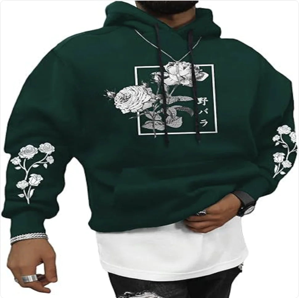 Rose Print Casual Sweatshirt