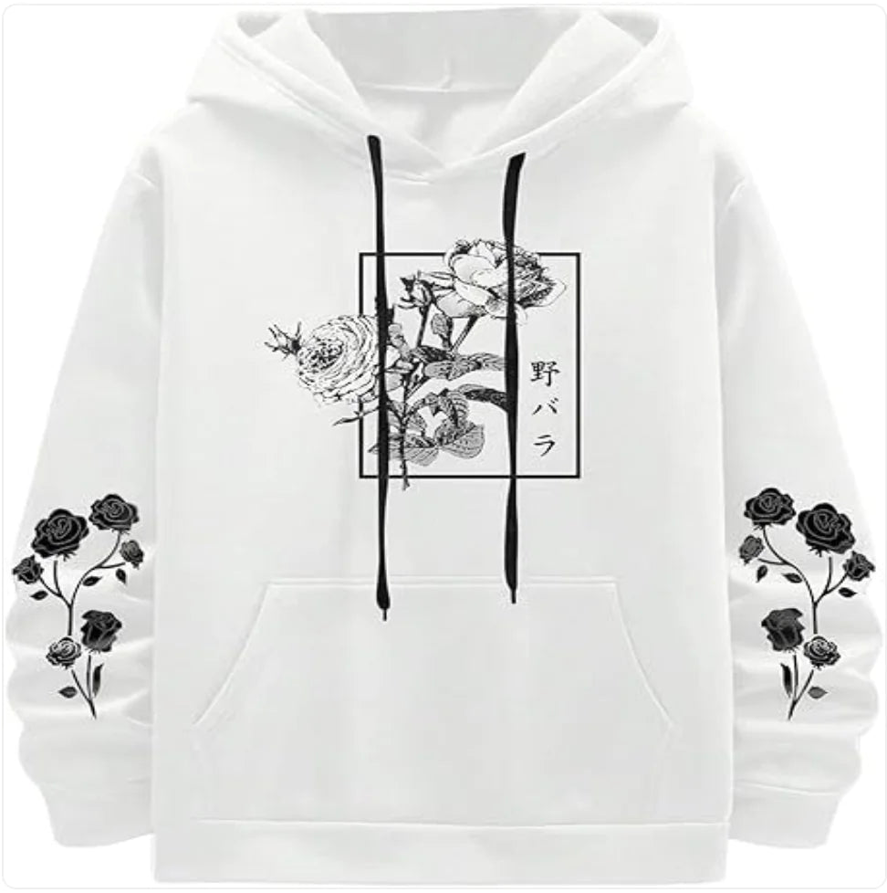 Rose Print Casual Sweatshirt