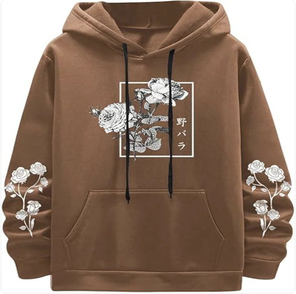 Rose Print Casual Sweatshirt