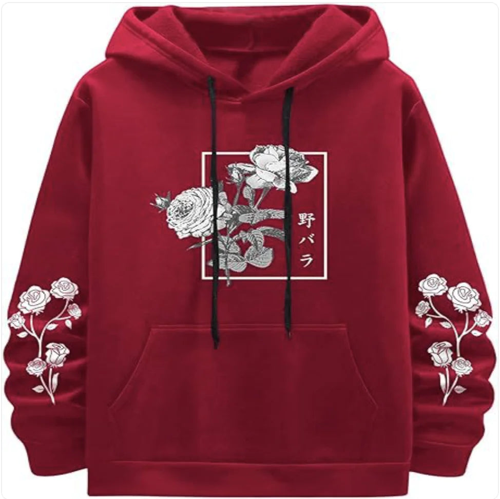 Rose Print Casual Sweatshirt