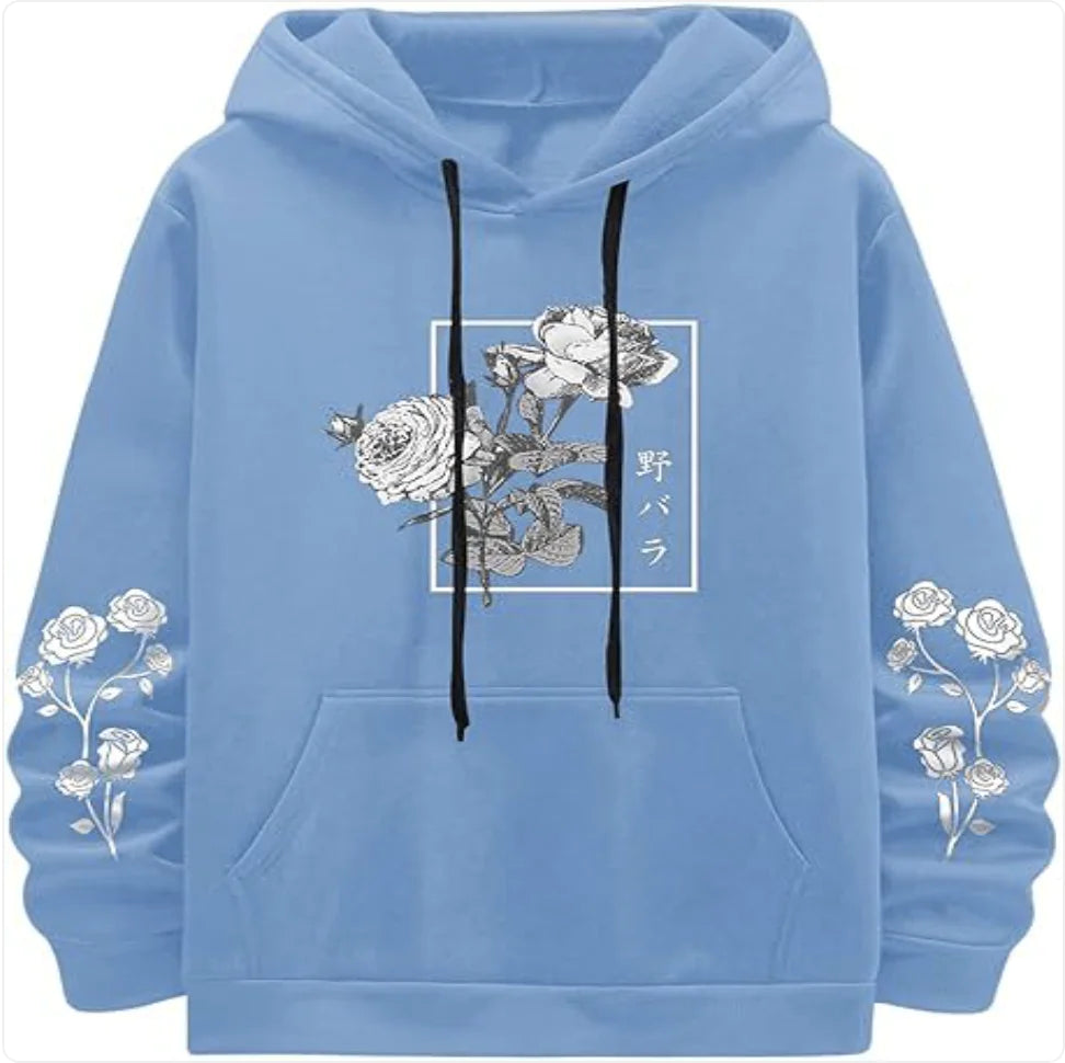 Rose Print Casual Sweatshirt